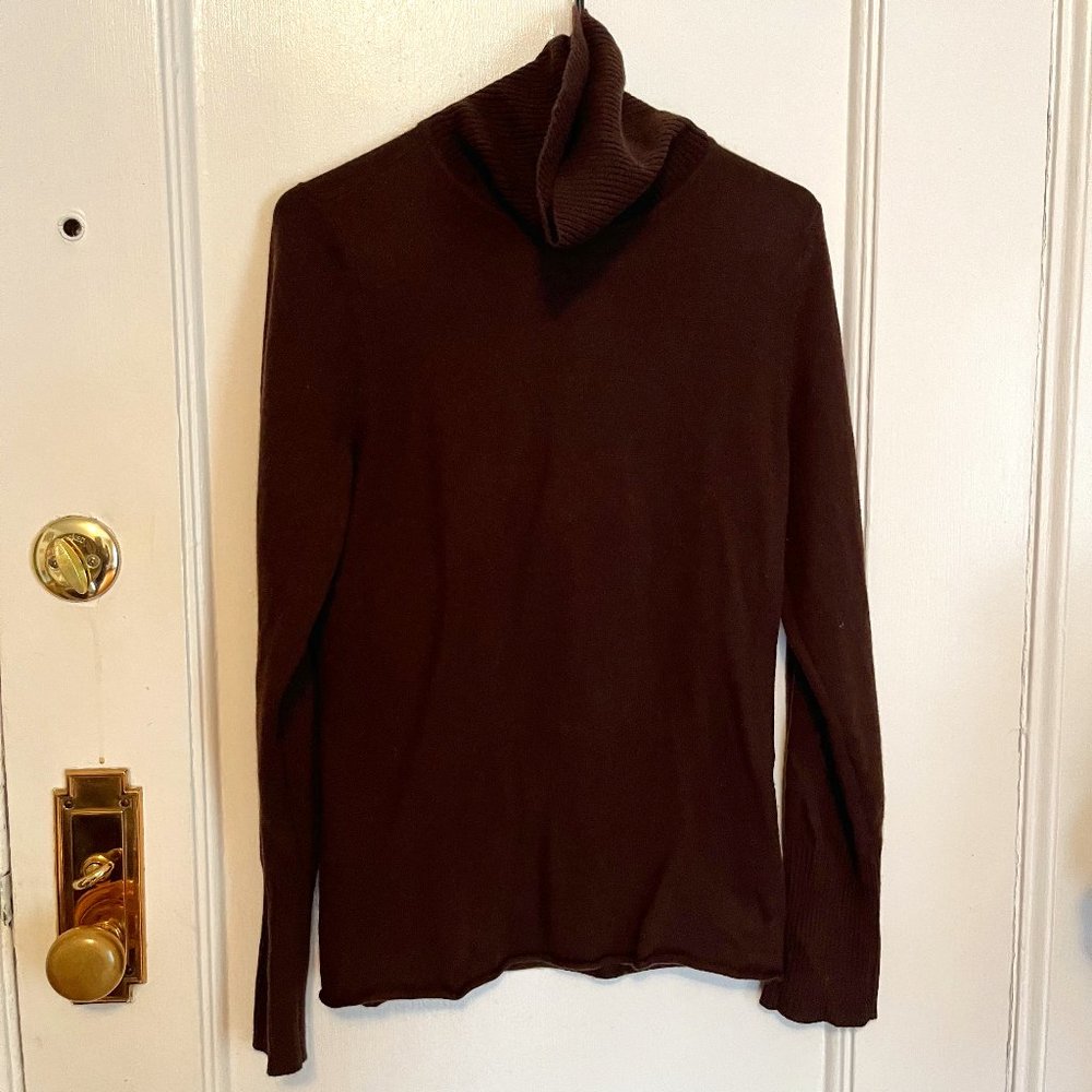 White + Warren Brown Cashmere Turtleneck XL